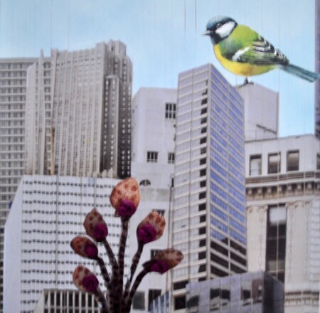 Birds in the City #1  Collage  8x8  C$200