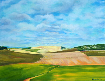 Into the distance (Andalusia)   28x36 Oil on canvas, wired and ready to hang.